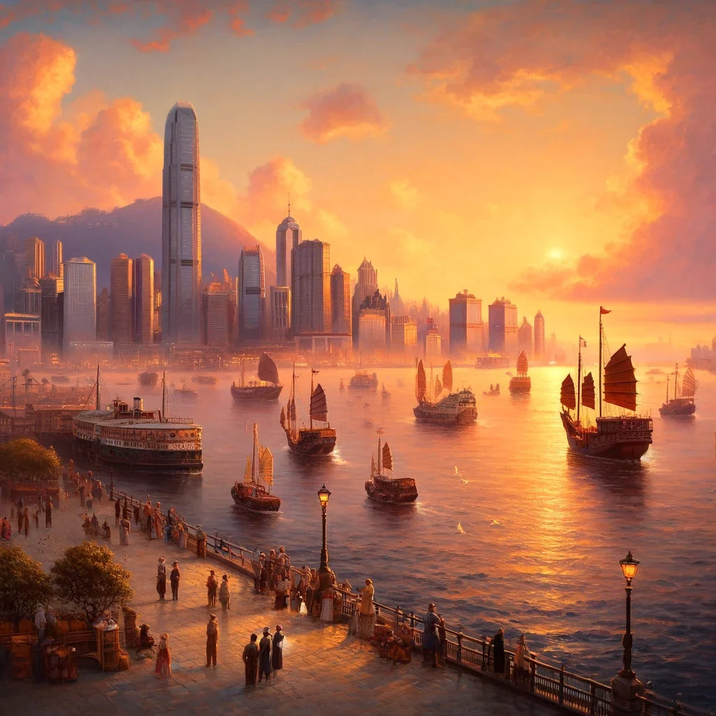 Sunset Over Victoria Harbour Canvas
