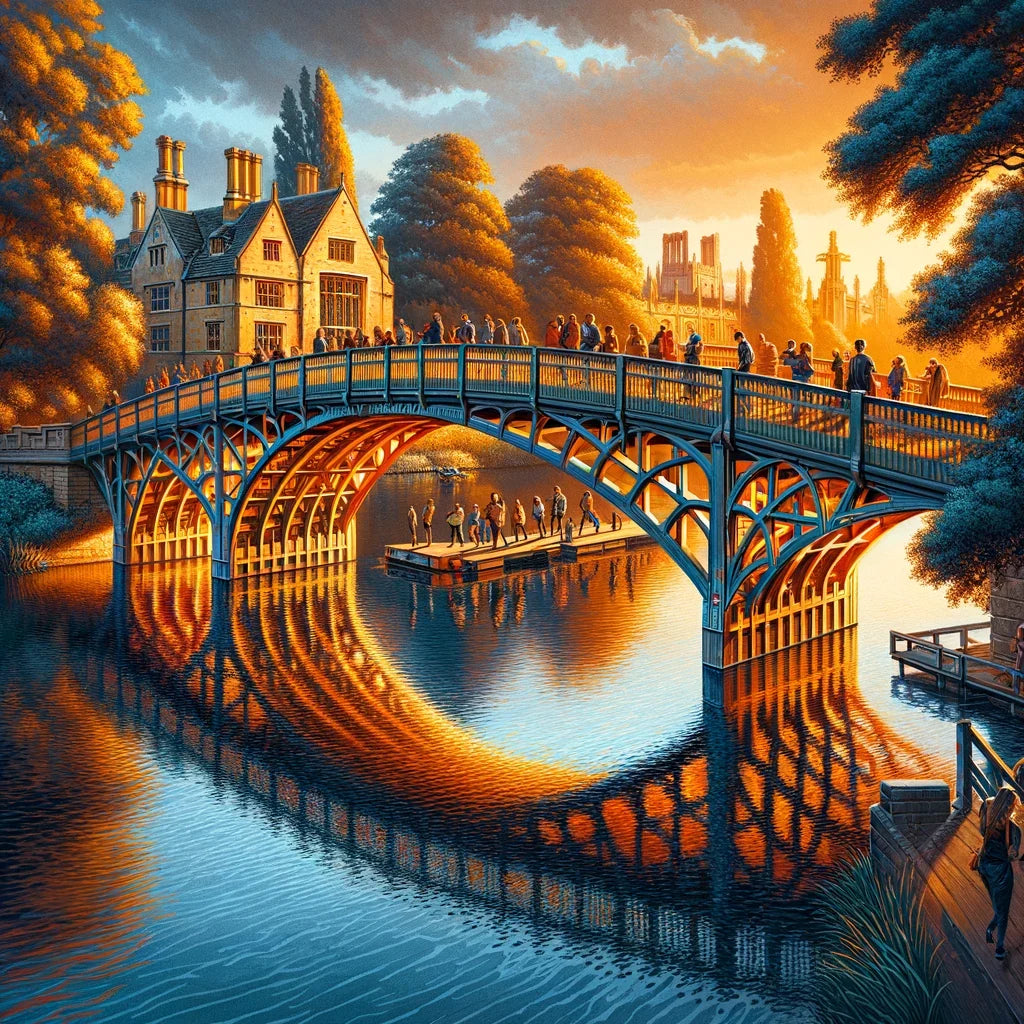 Cambridge Sunset Serenity at Mathematical Bridge Canvas