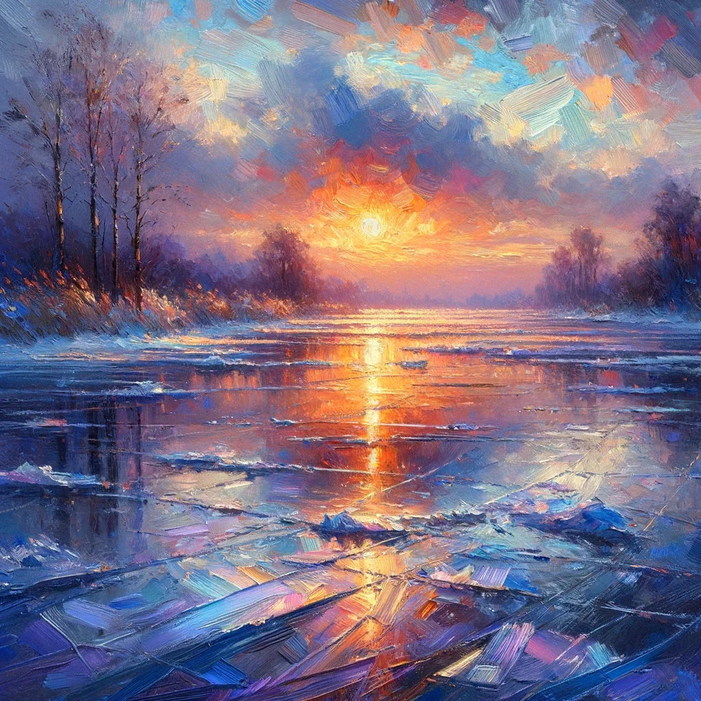 Sunset Serenity on Ice Canvas