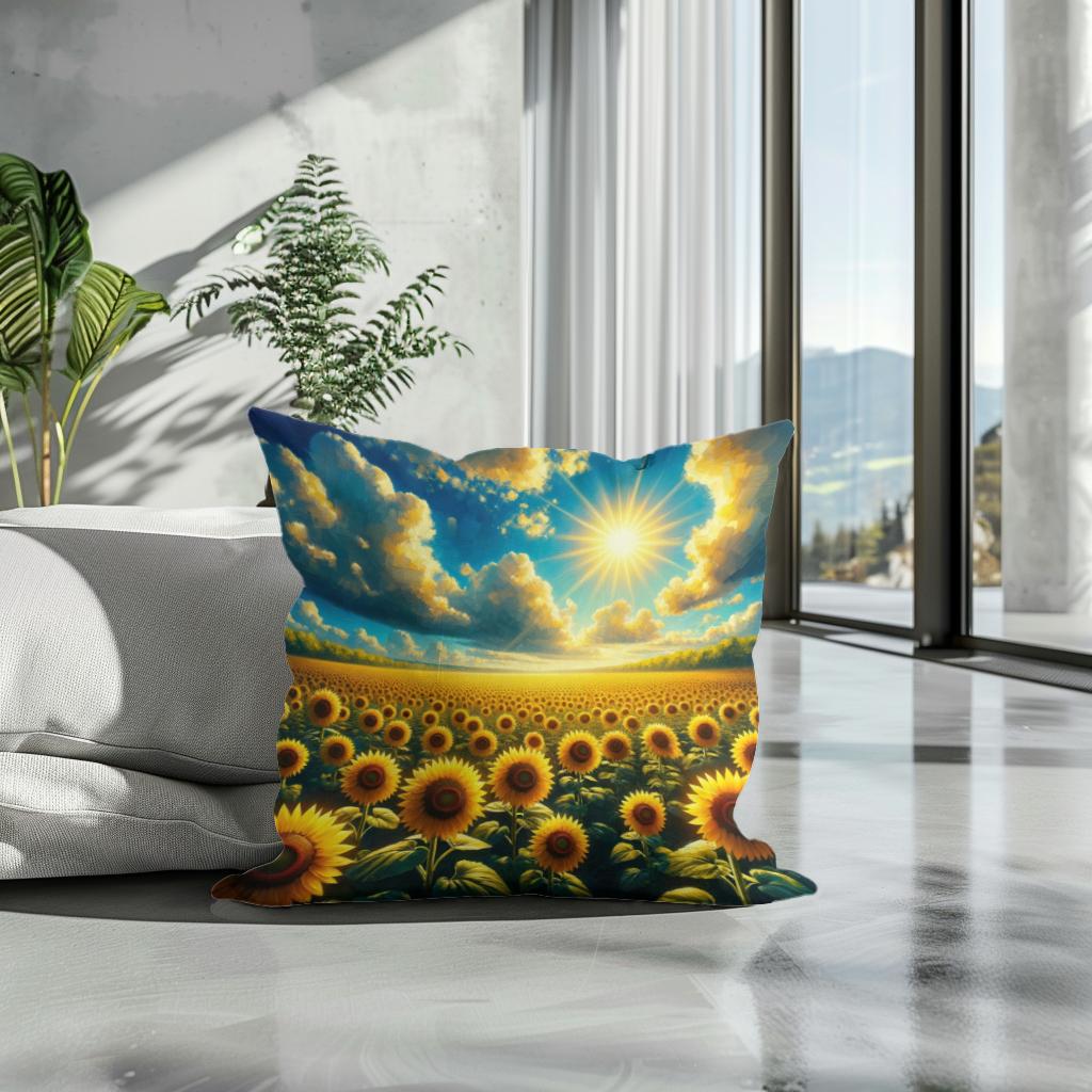 Vibrant Sunflower Glory Cotton Cushion