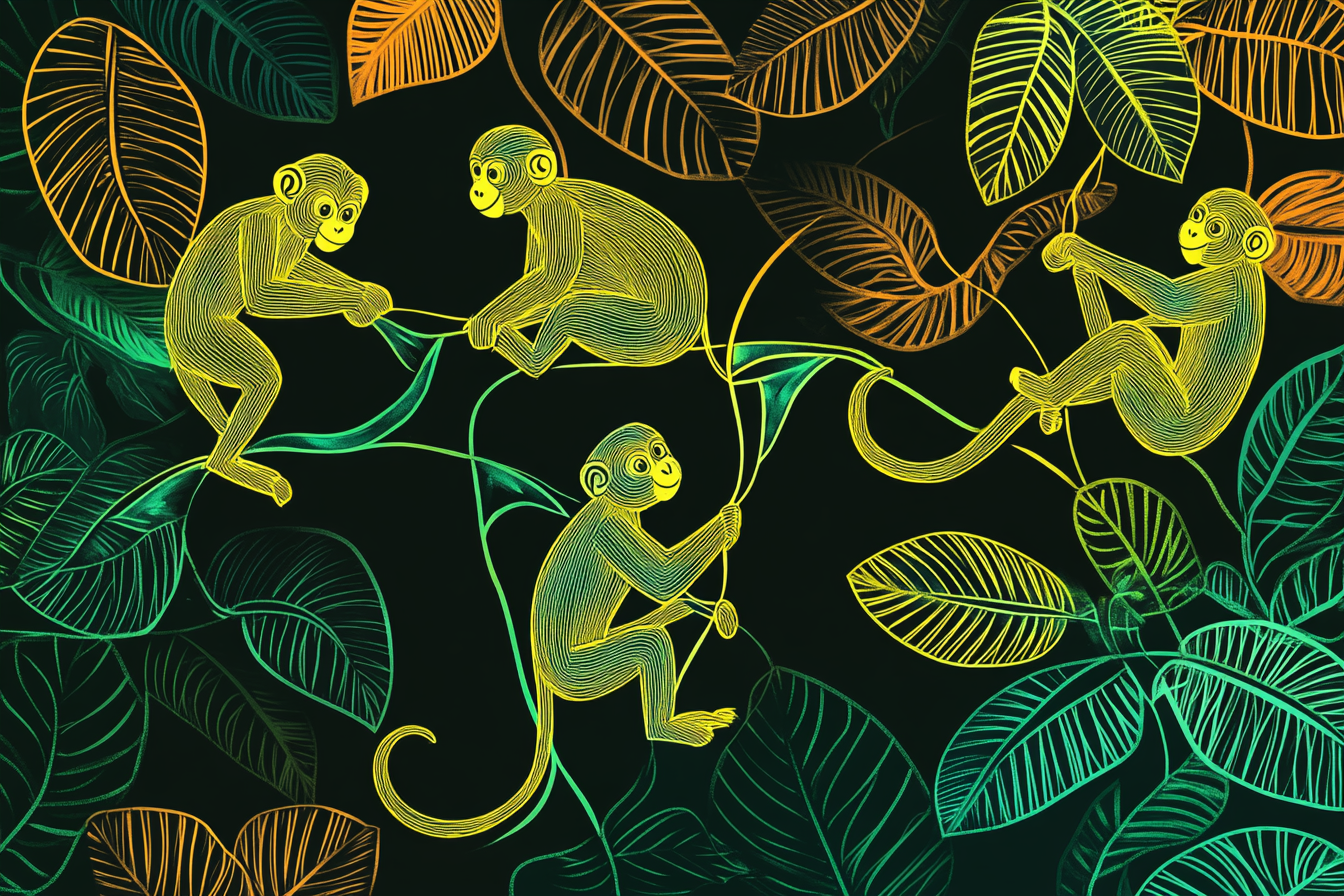 Swinging Monkeys Jungle Blanket