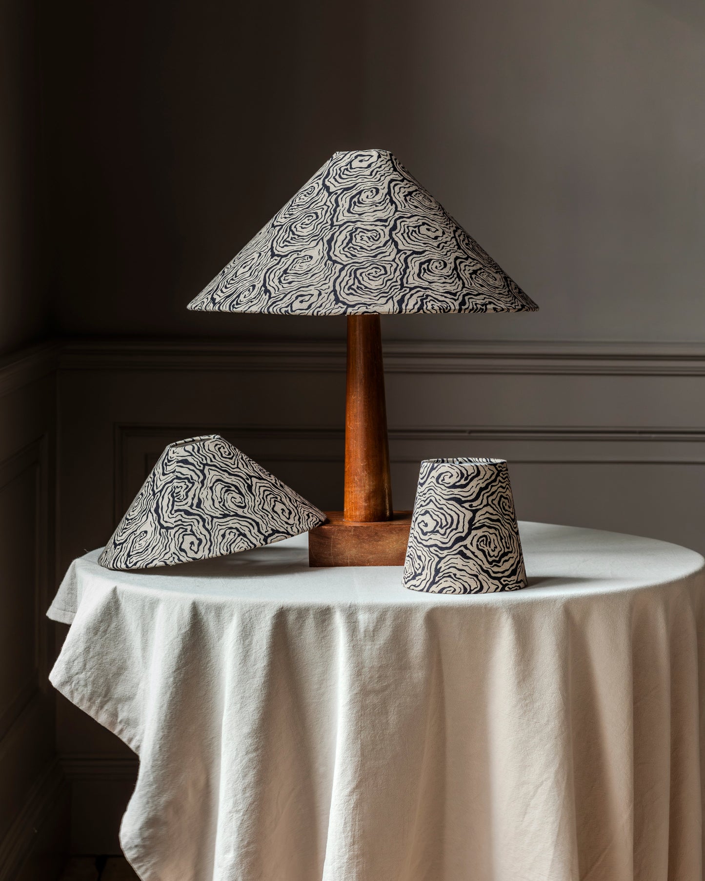 Oysters Monochrome Tapered Cone Lampshade (large)