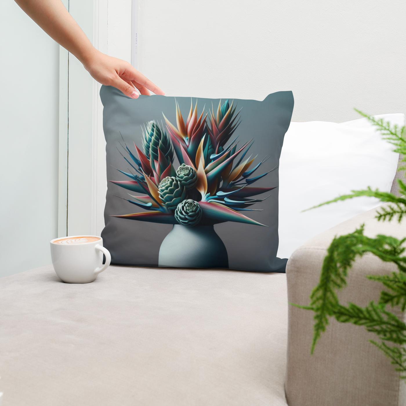 Exotic Blooms Close-Up Cotton Cushion