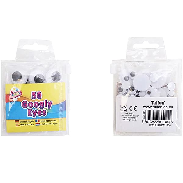 Children's Pack of 50 Fun Googly Eyes in Assorted Sizes
