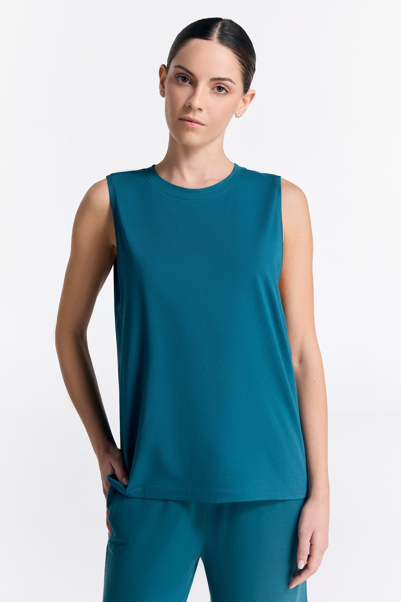 Tencel High-Neck Active Vest Top: Womens