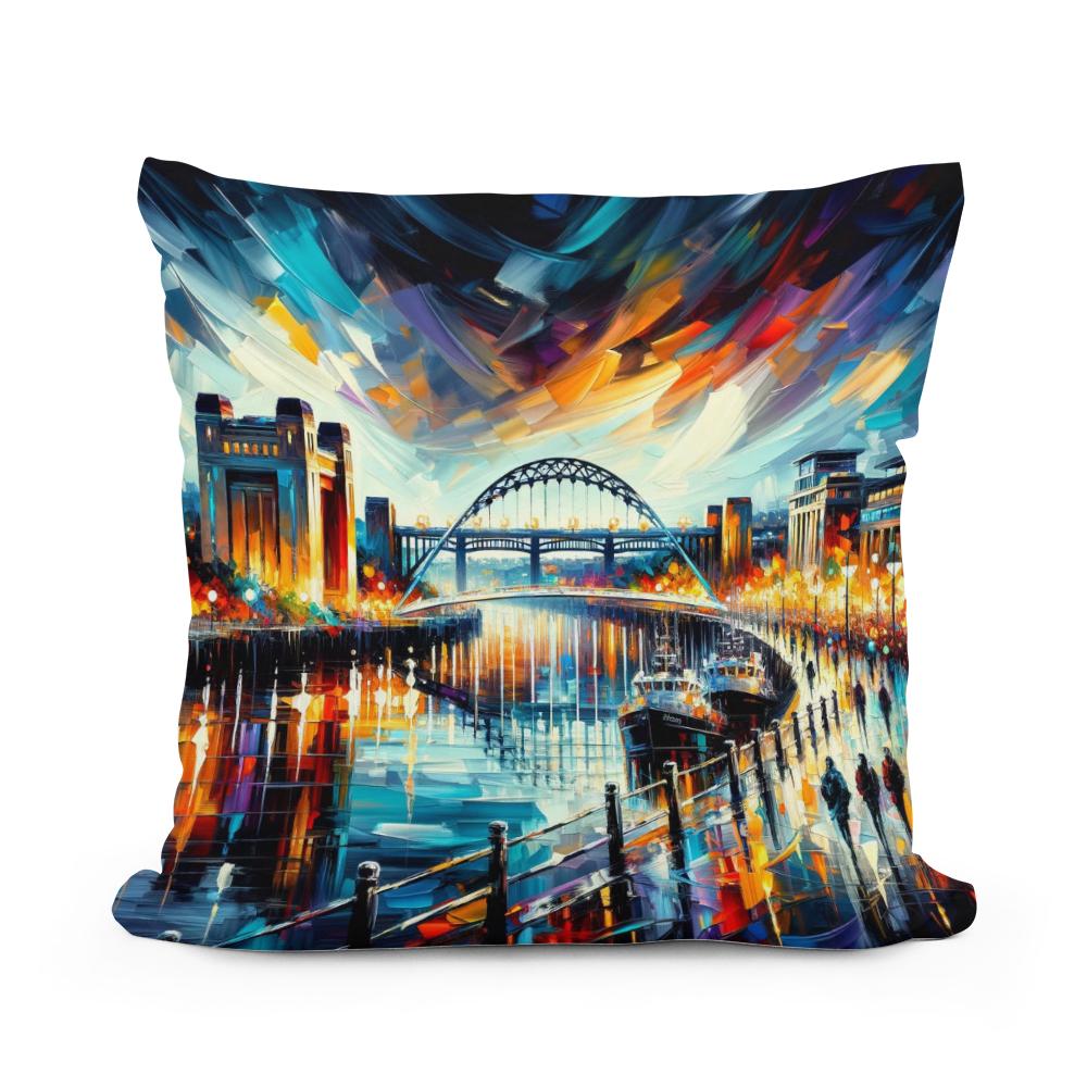 Newcastle Quayside Evening Vibrance Cotton Cushion