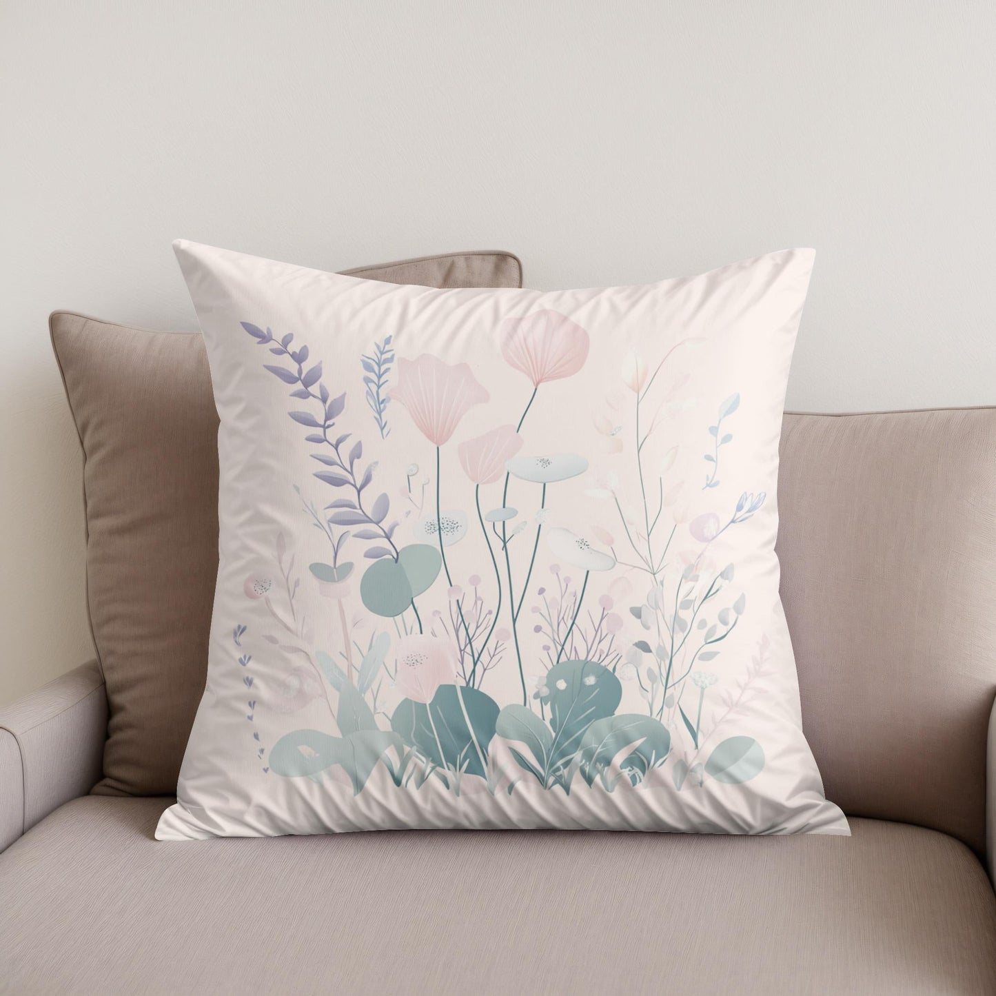 Vanilla Pastel Botanical Cotton Cushion