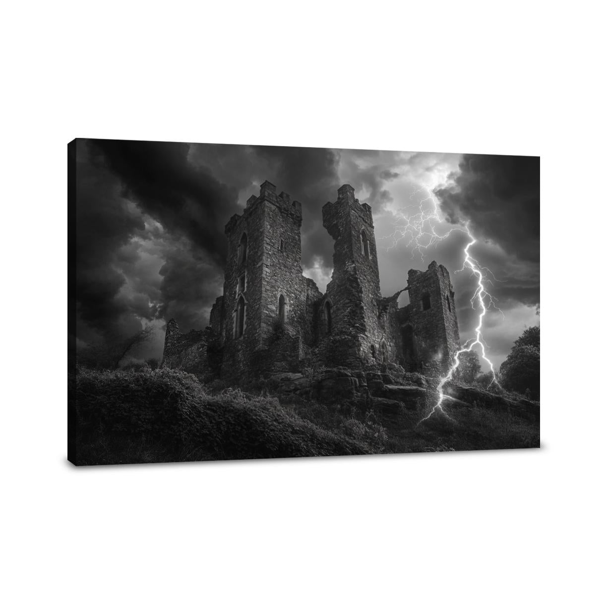 Lightning over Nostalgic Castle Canvas