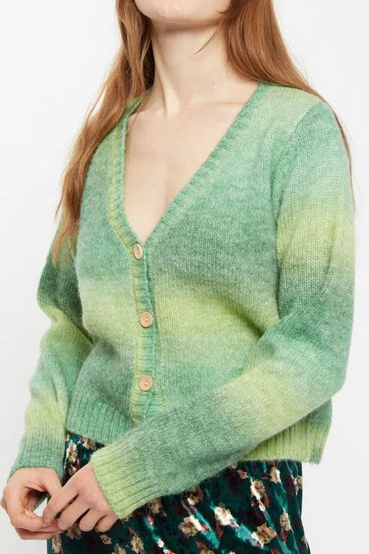 Thao V Neck Space Dyed Cardigan