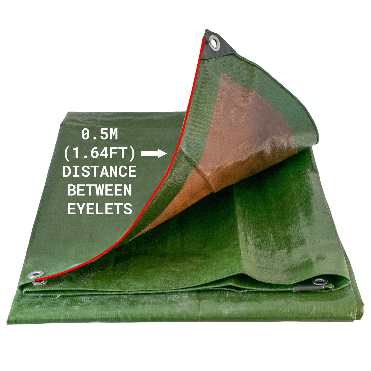 Green/Brown L-Grade Tarpaulin 2m x 3m