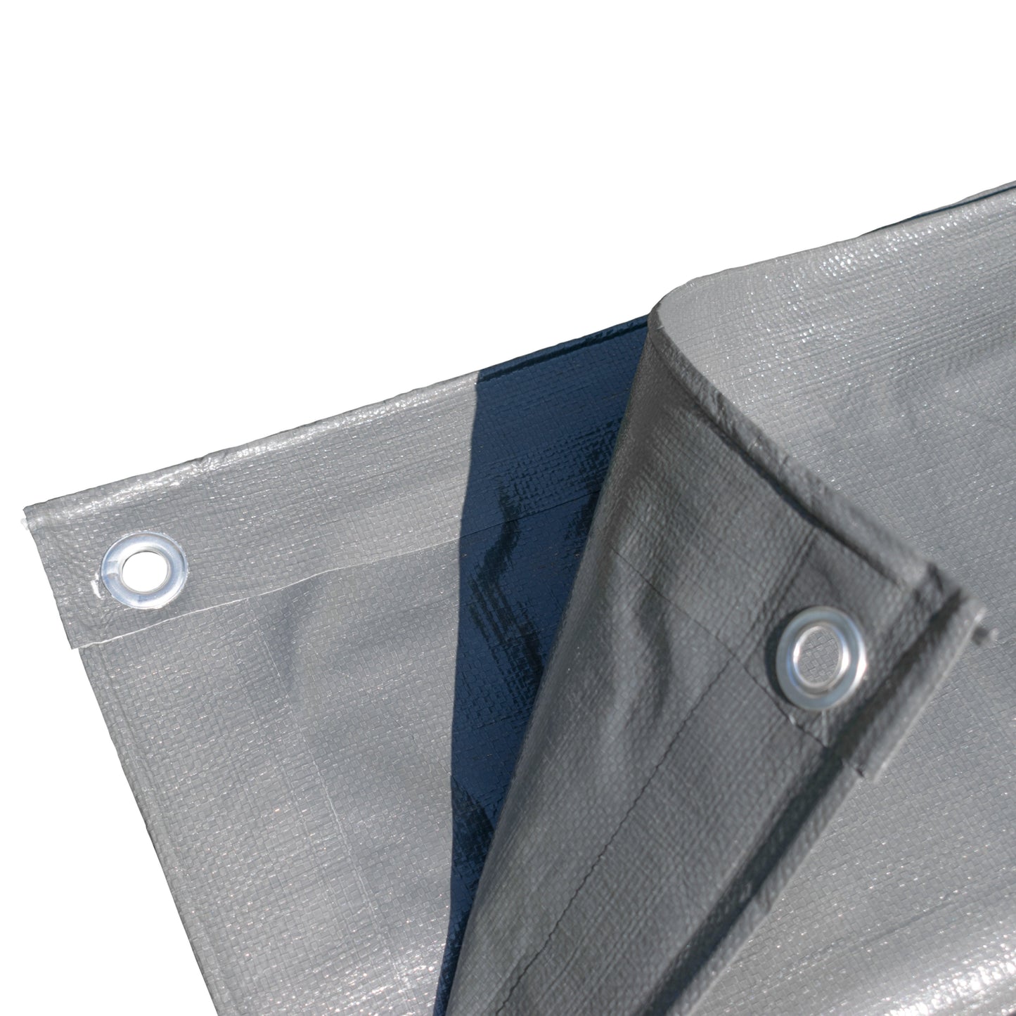 Grey L-Grade Tarpaulin with 10 x 6" Bungee Balls (Black) and 10 x Screw Type Tarp Clips