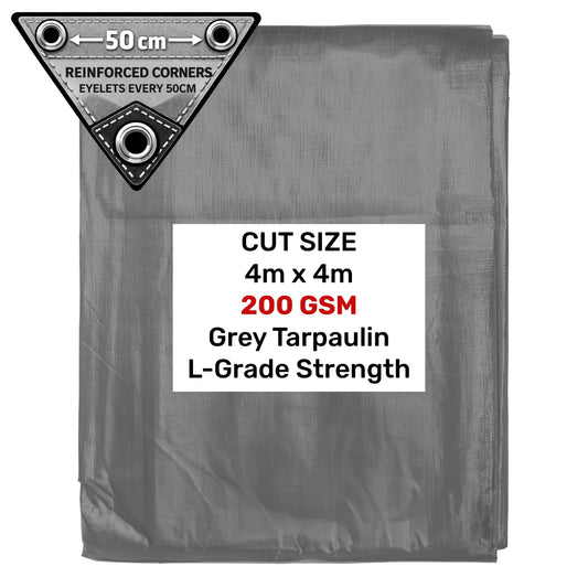 Grey L-Grade Tarpaulin 4m x 4m