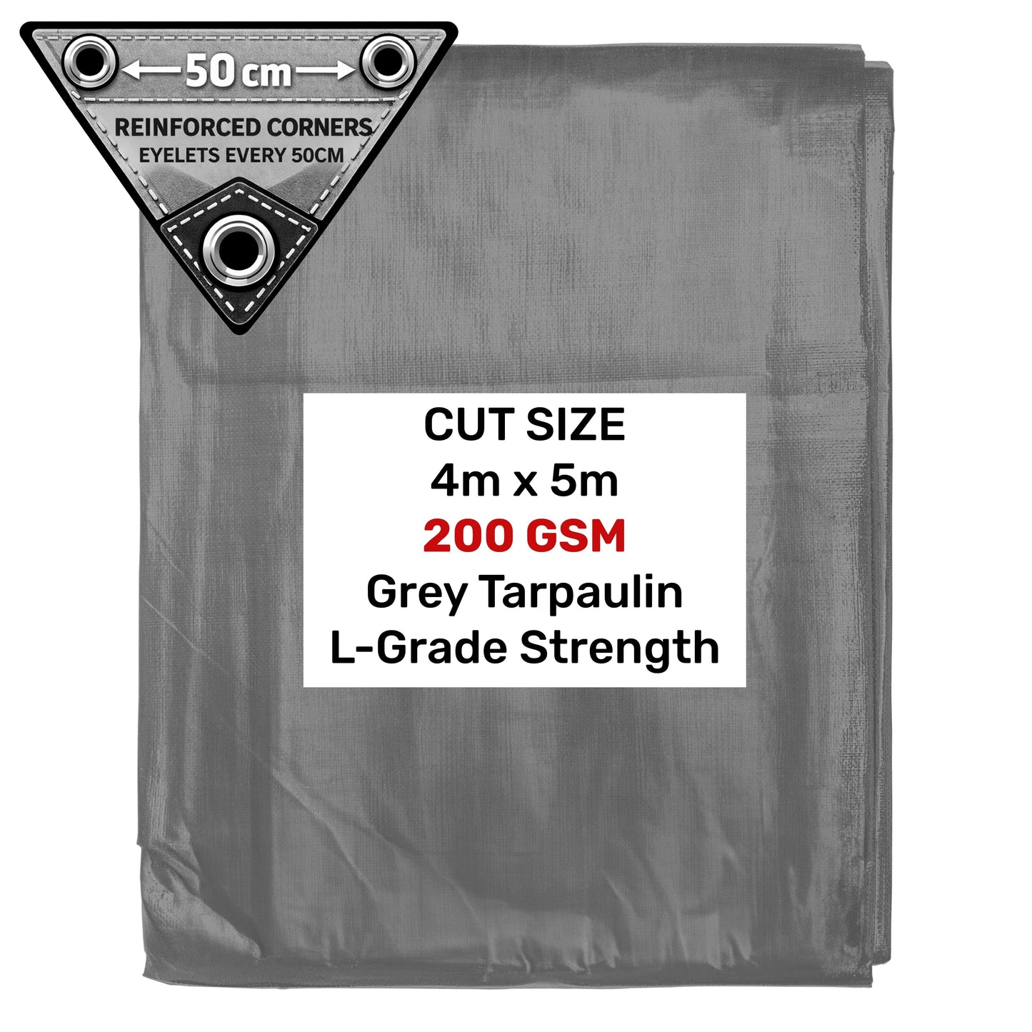 Grey L-Grade Tarpaulin 4m x 5m