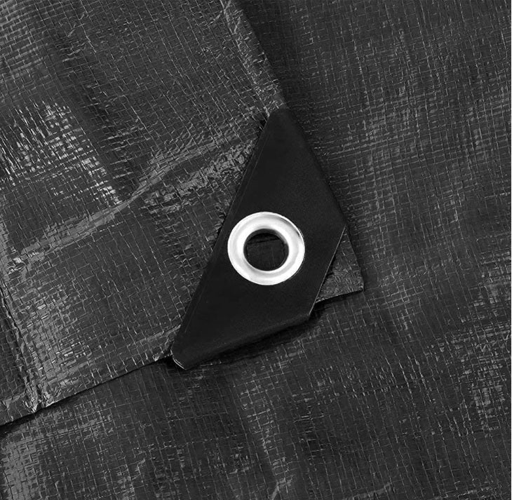 Black/Silver L-Grade Tarpaulin with 10 x 6" Bungee Balls (Black)
