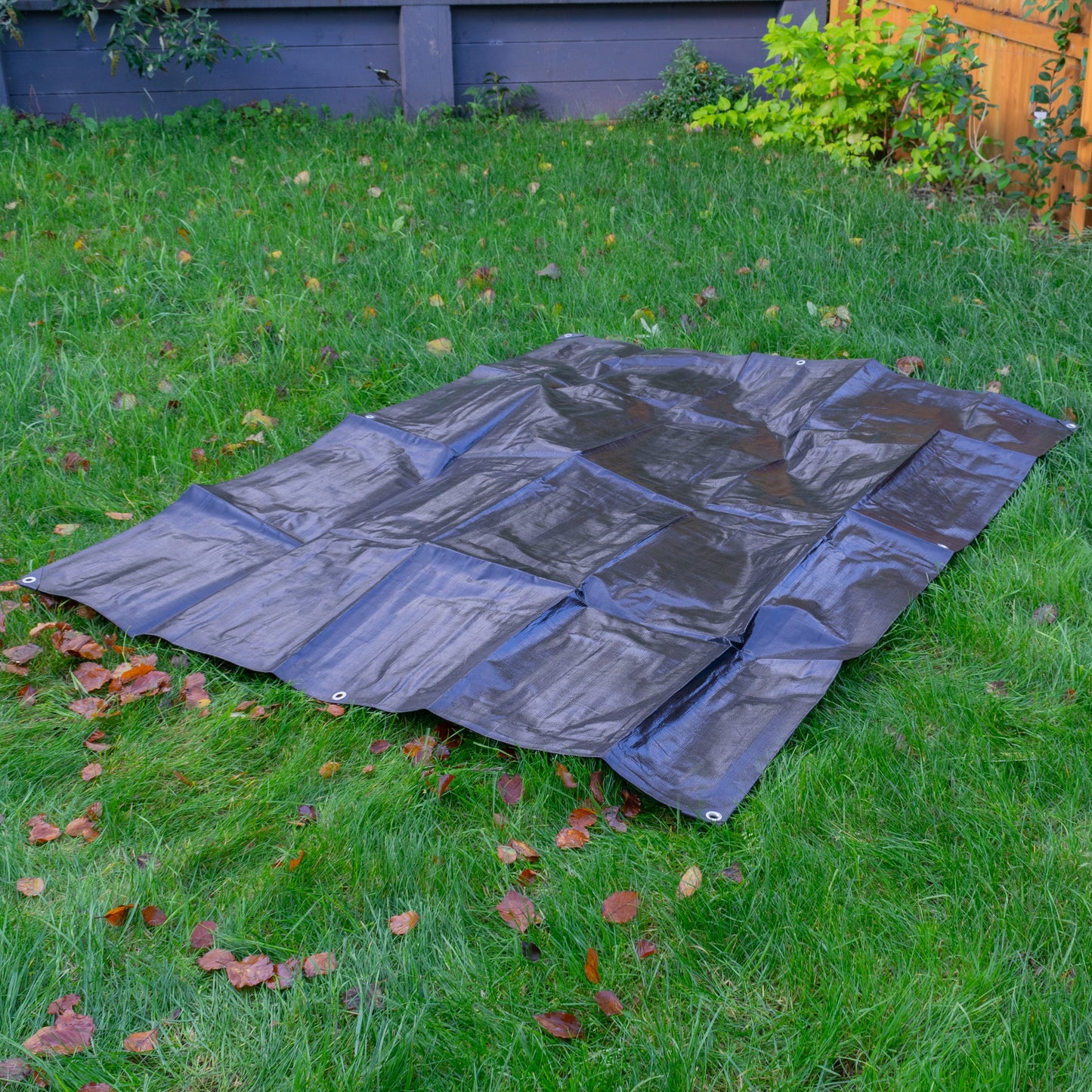 Black/Silver L-Grade Tarpaulin with 10 x 6" Bungee Balls (Black)