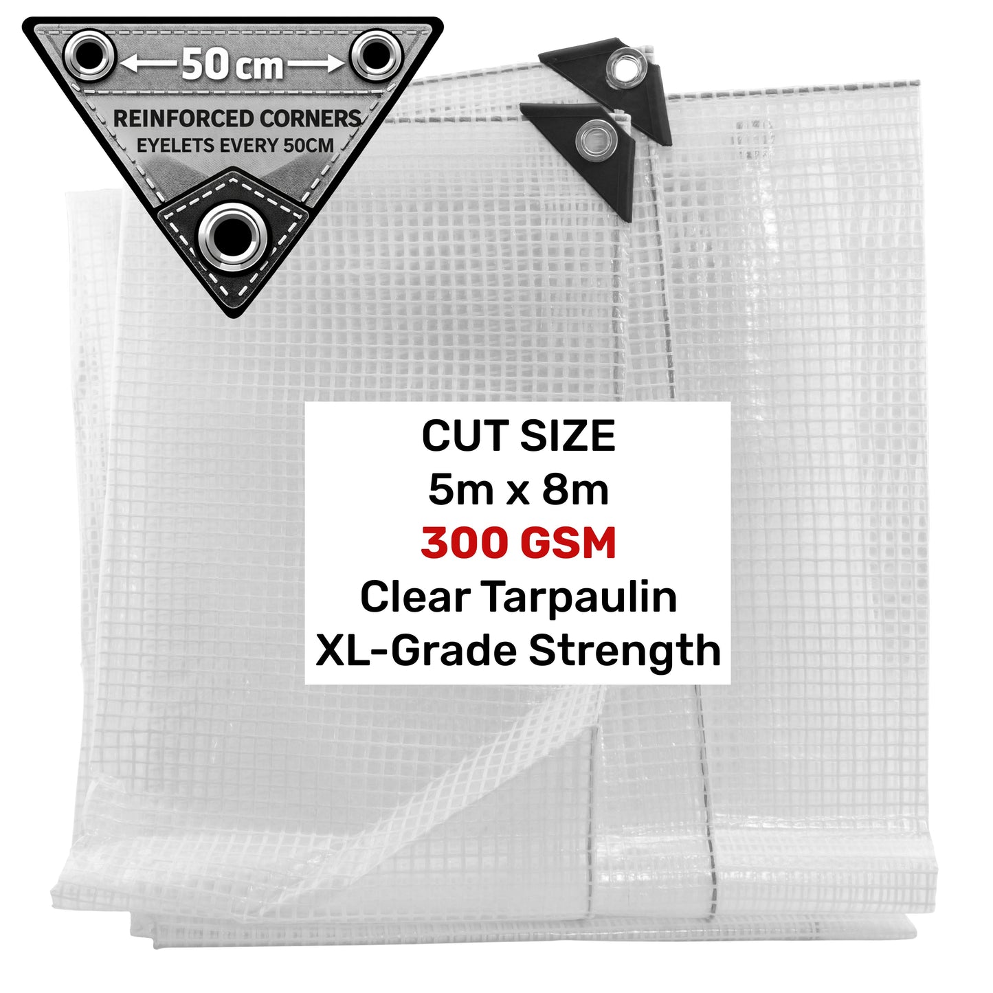 Clear XL-Grade Tarpaulin 5m x 8m