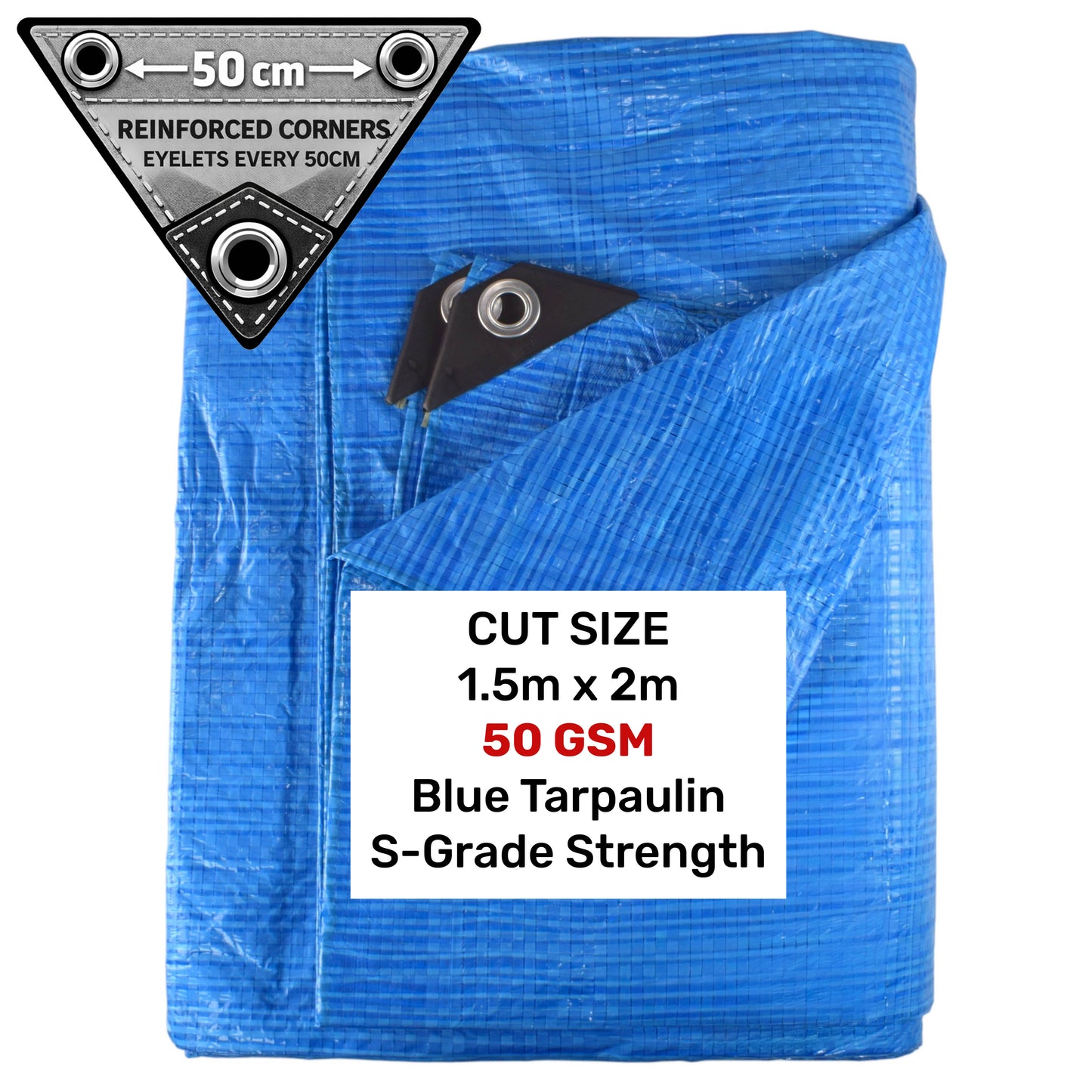 Blue S-Grade Tarpaulin 1.5m x 2m