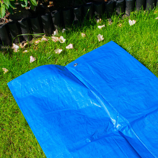 Blue S-Grade Tarpaulin with 20 x 6" Bungee Balls (White)