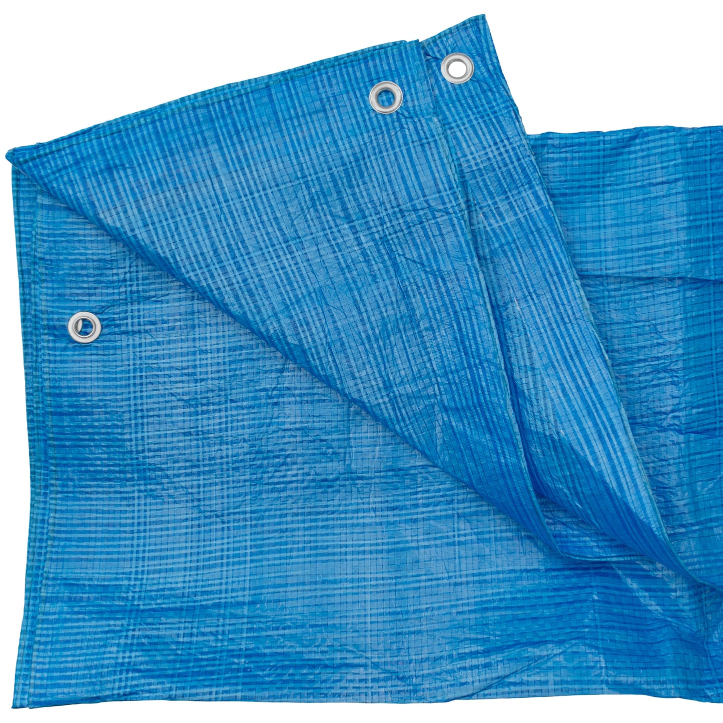 Blue S-Grade Tarpaulin with 10 x 6" Bungee Balls (Black) and 10 x Screw Type Tarp Clips