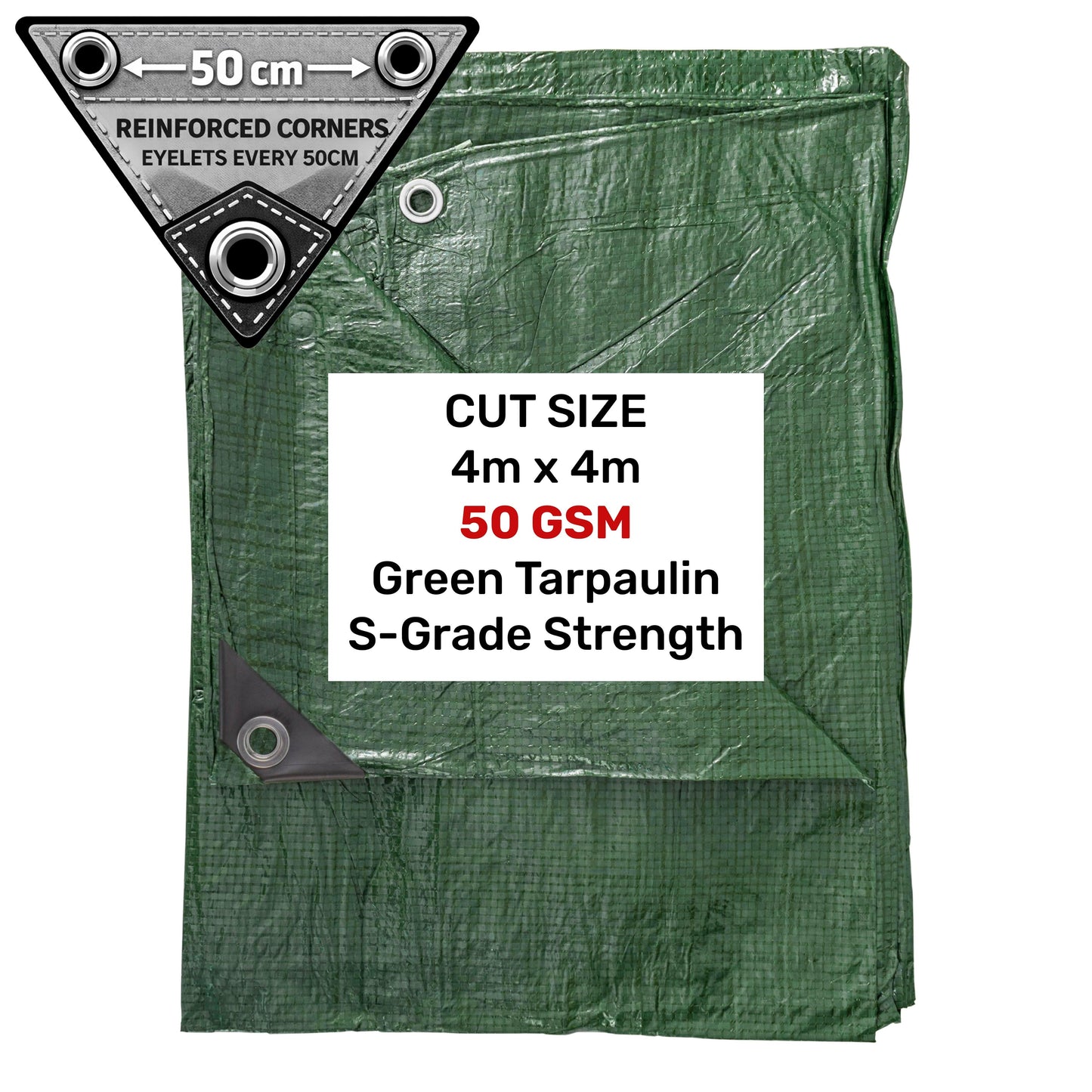 Green S-Grade Tarpaulin 4m x 4m