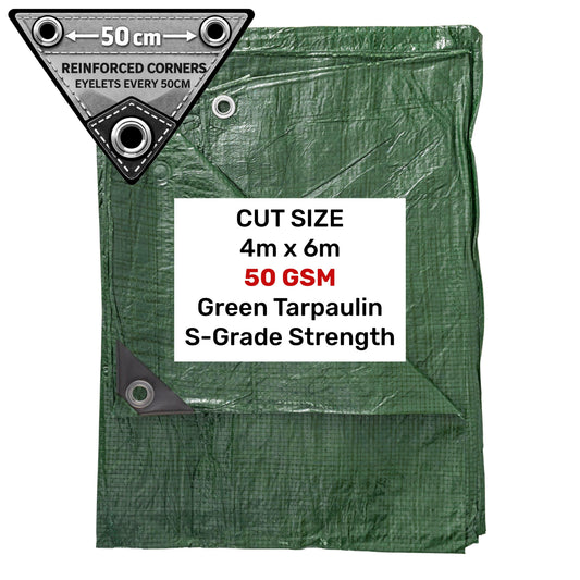 Green S-Grade Tarpaulin 4m x 6m