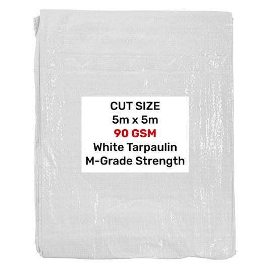 White M-Grade Tarpaulin 5m x 5m