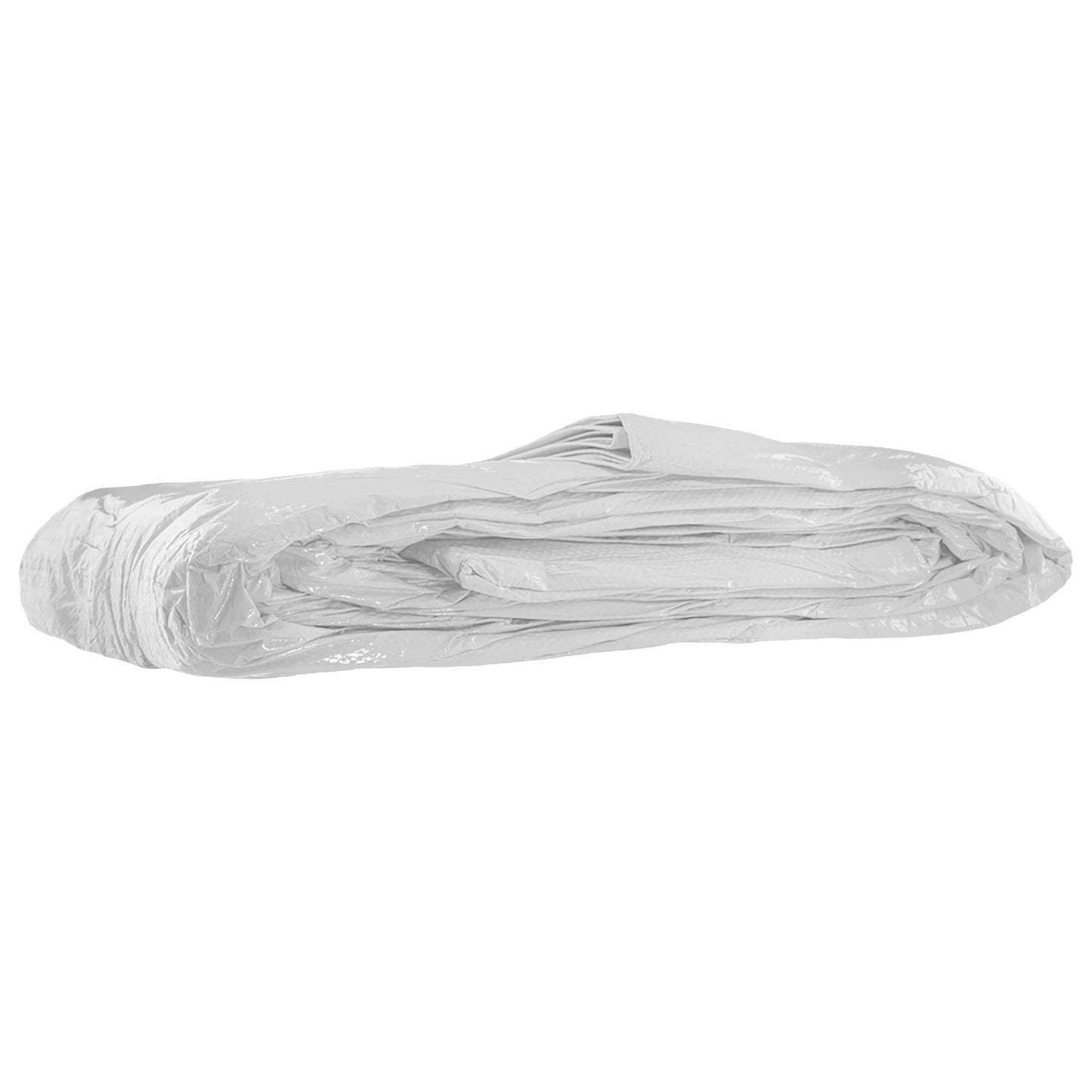 White M-Grade Tarpaulin with 10m of 6mm Bungee Rope and 10 x Slide Type Tarp Clips