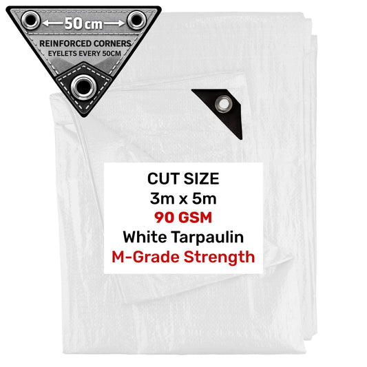 White M-Grade Tarpaulin 3m x 5m