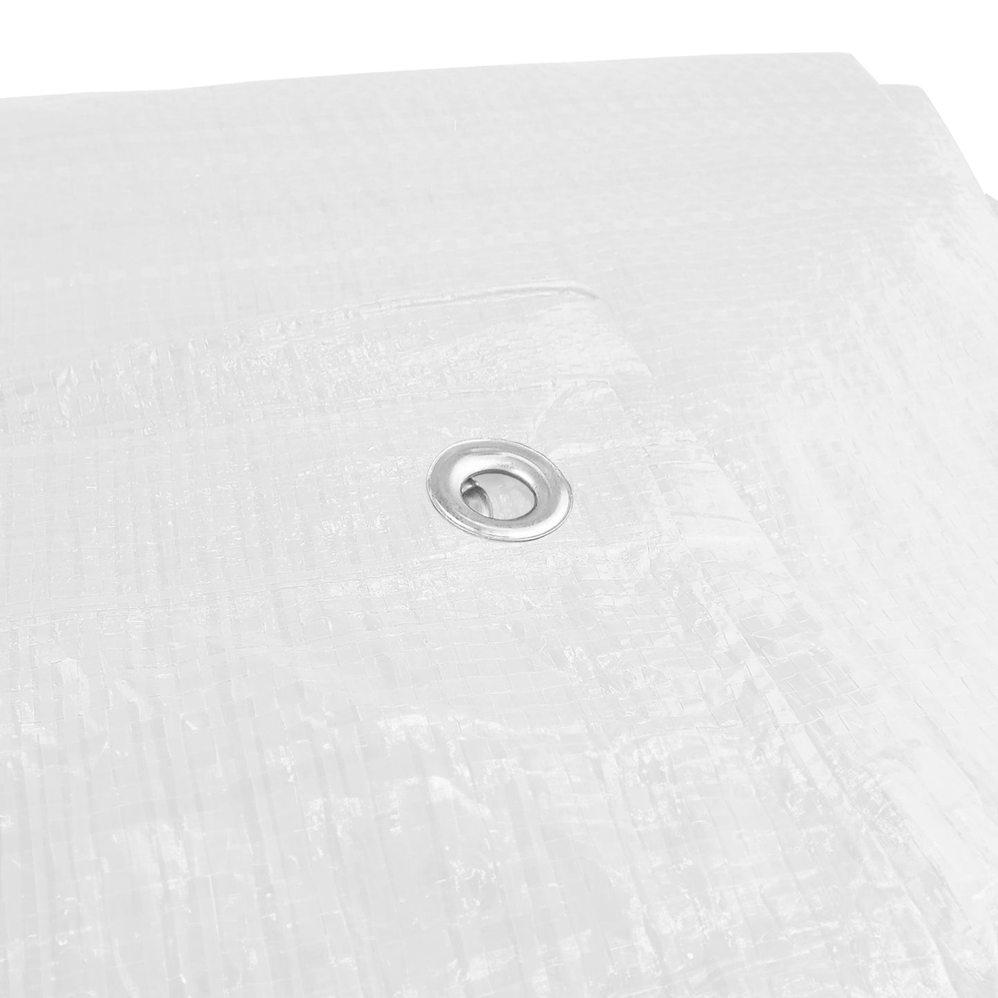White M-Grade Tarpaulin with 10m of 6mm Bungee Rope and 10 x Slide Type Tarp Clips