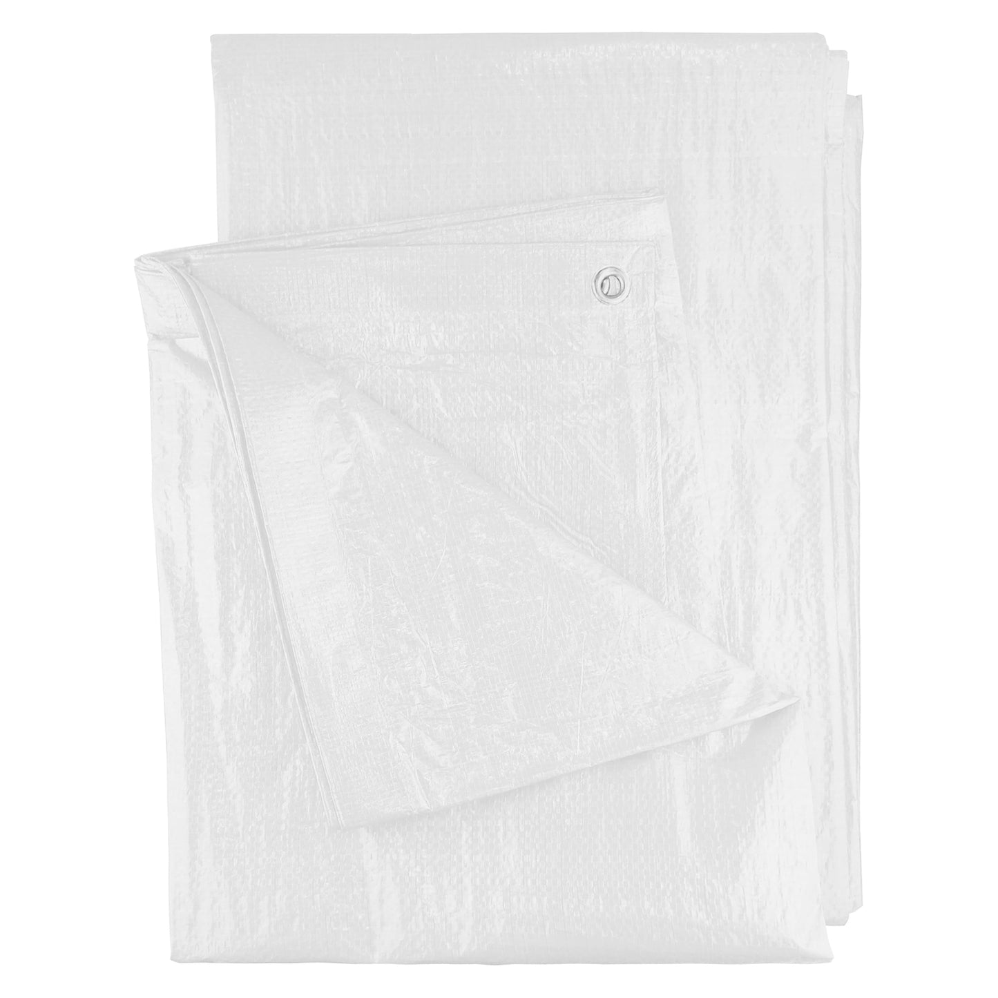 White M-Grade Tarpaulin with 10 x 6" Bungee Balls (Black) and 10 x Screw Type Tarp Clips