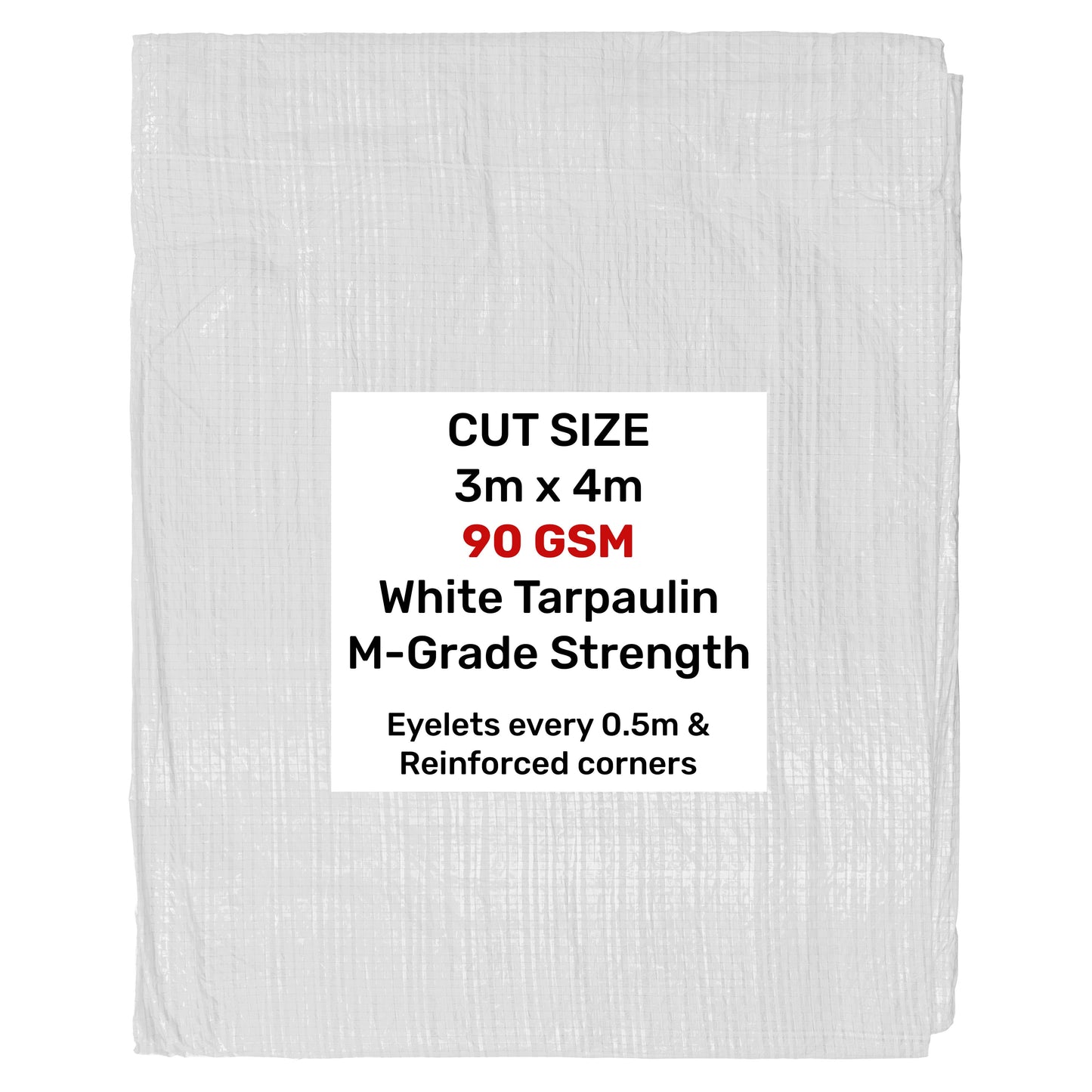 White M-Grade Tarpaulin 3m x 4m