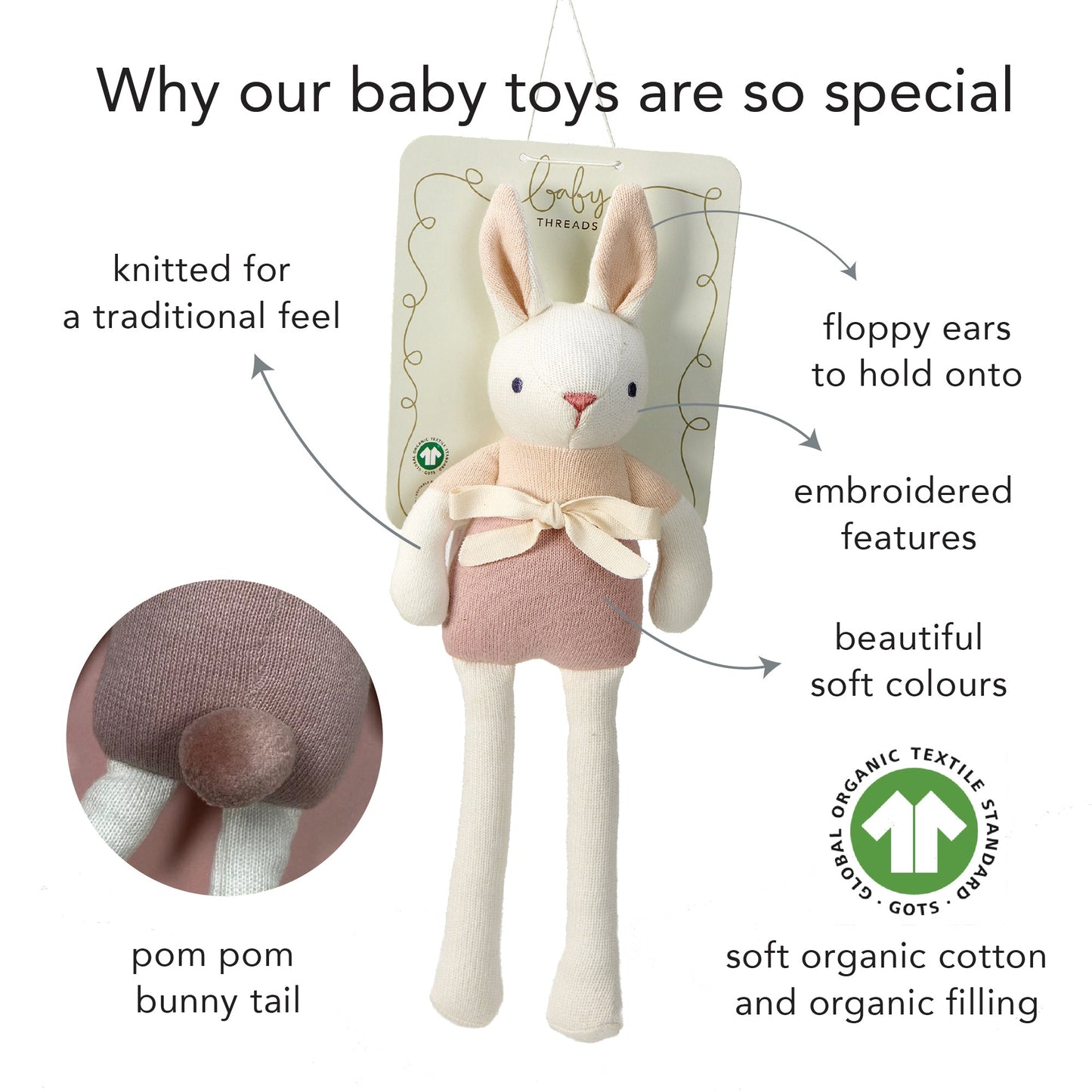 Baby Threads Cream Bunny Doll