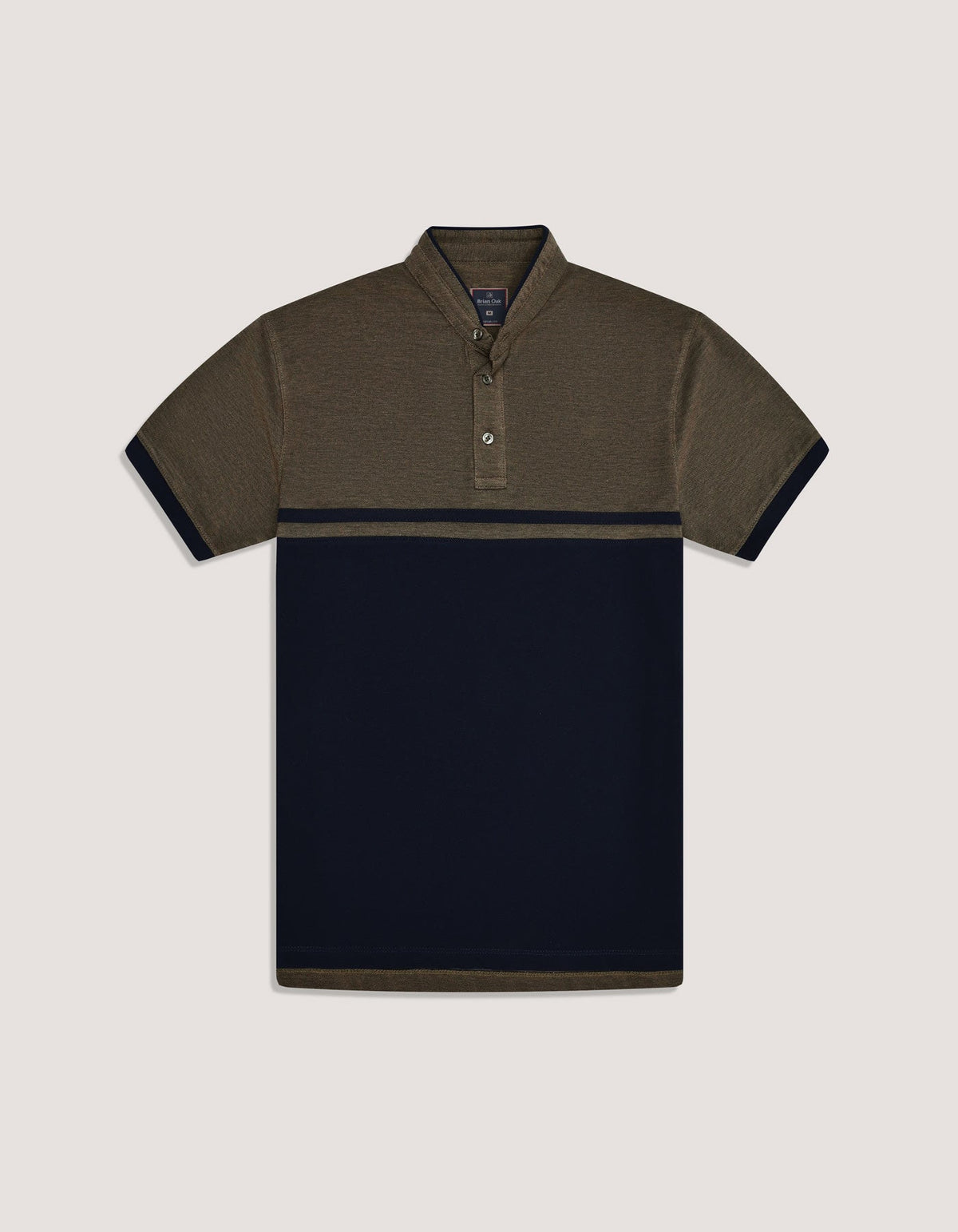 Contrast Navy Stand Collar Polo Shirt