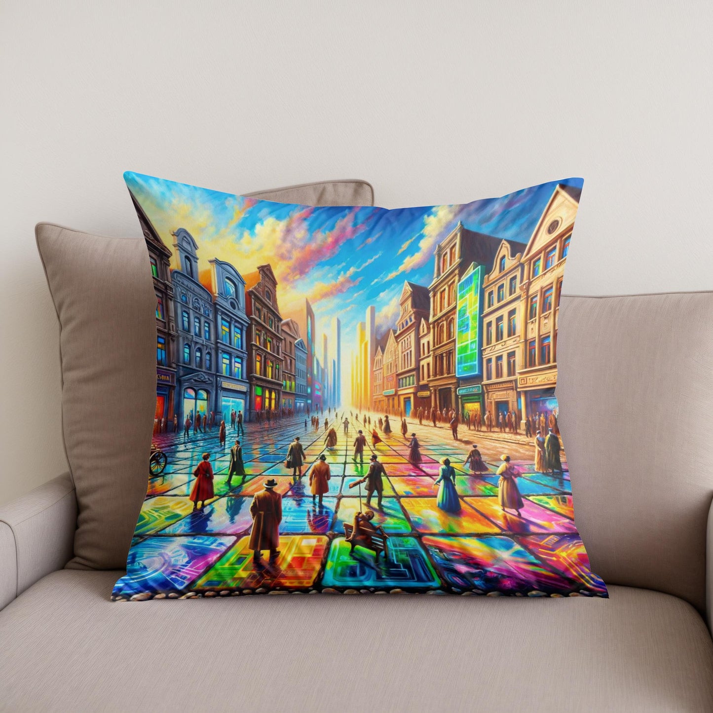 Timelines Converge Plaza Cotton Cushion