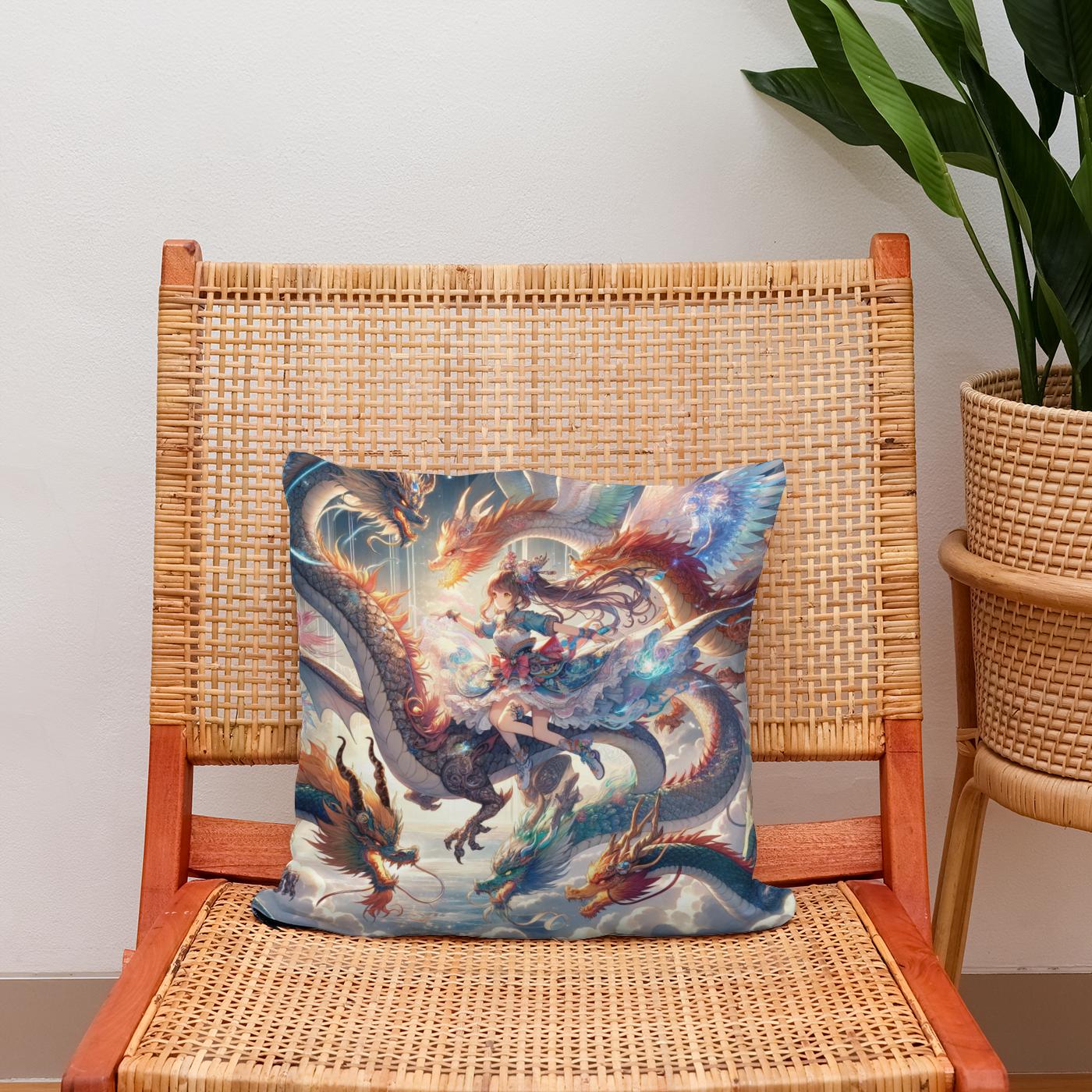 Elemental Dragon Dance Cotton Cushion