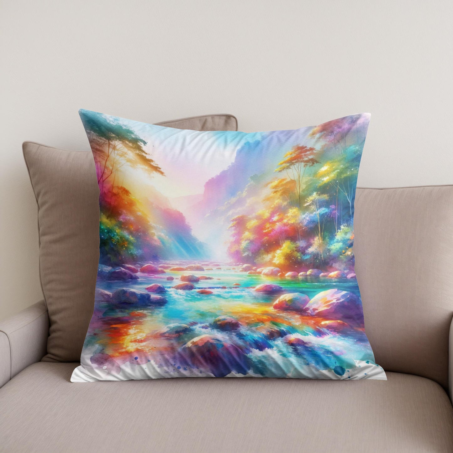 Rainbow River Cotton Cushion