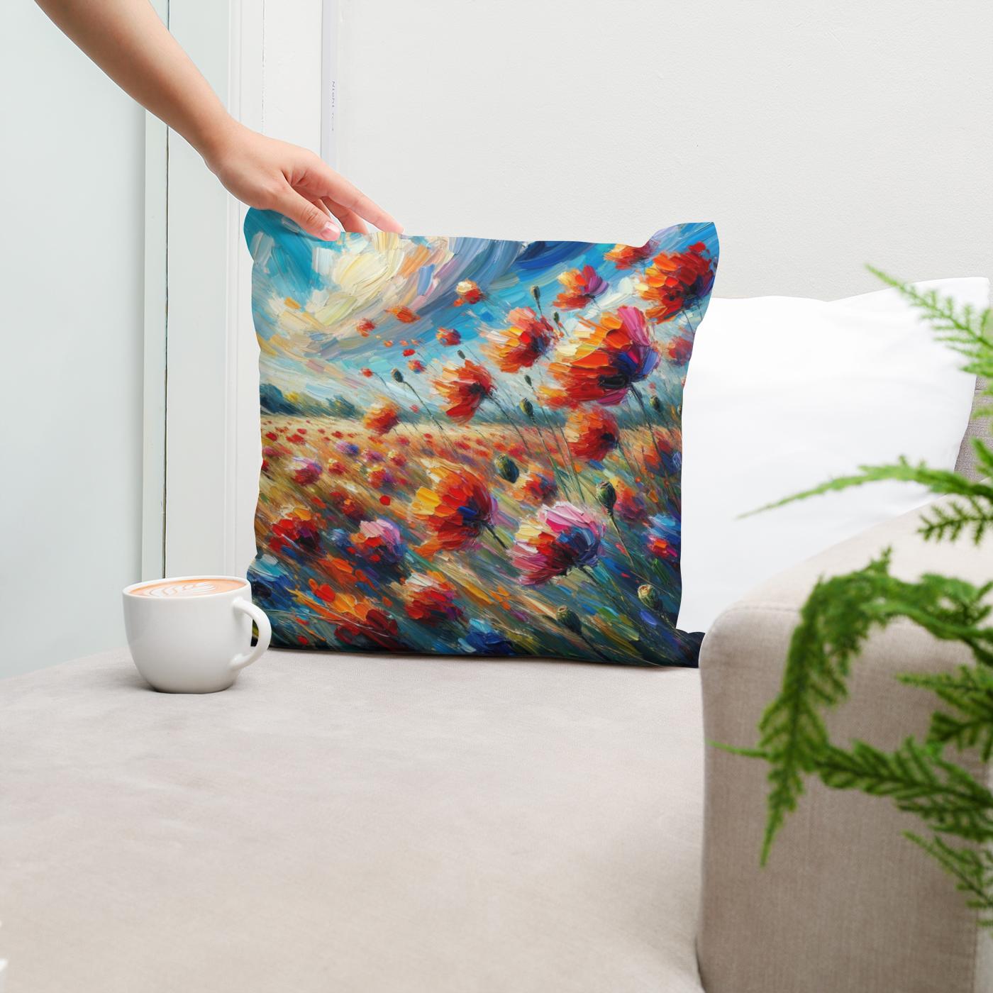 Whispering Poppies Cotton Cushion