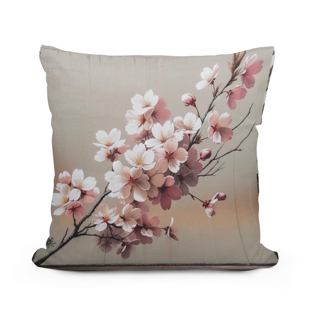 Cherry Blossom Elegance Cotton Cushion