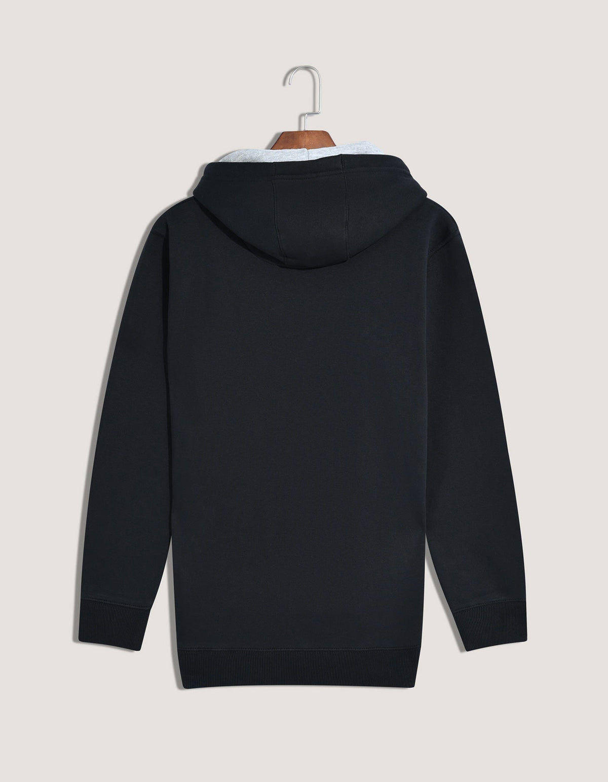 Black Plain Pullover Fleece Hoodie