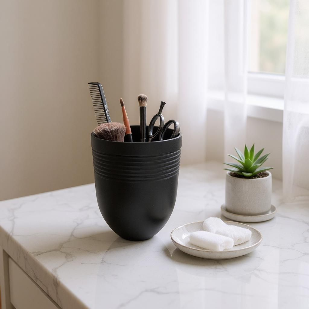 Large Utility Cup & Organiser | Modern Ribbed Holder for Bathroom & Office