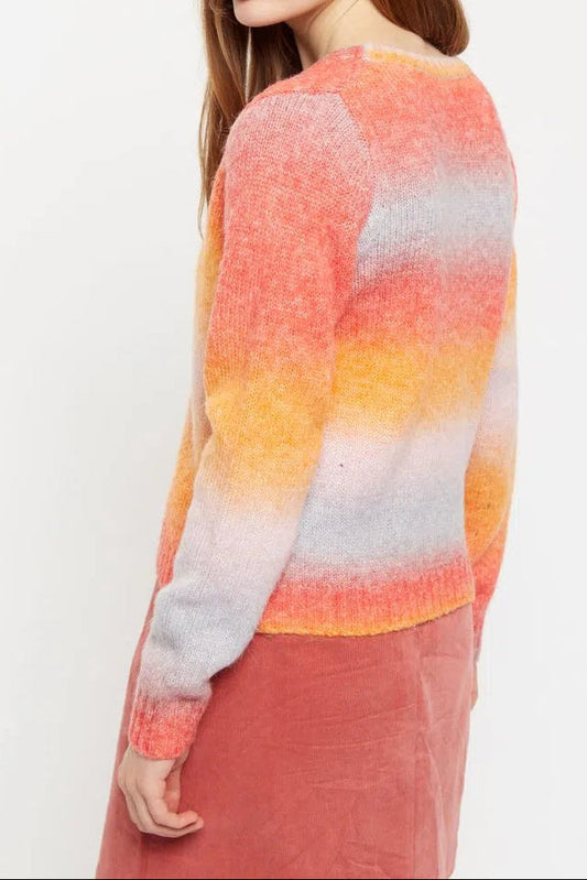 Louche Thao V Neck Space Dyed Cardigan in Orange