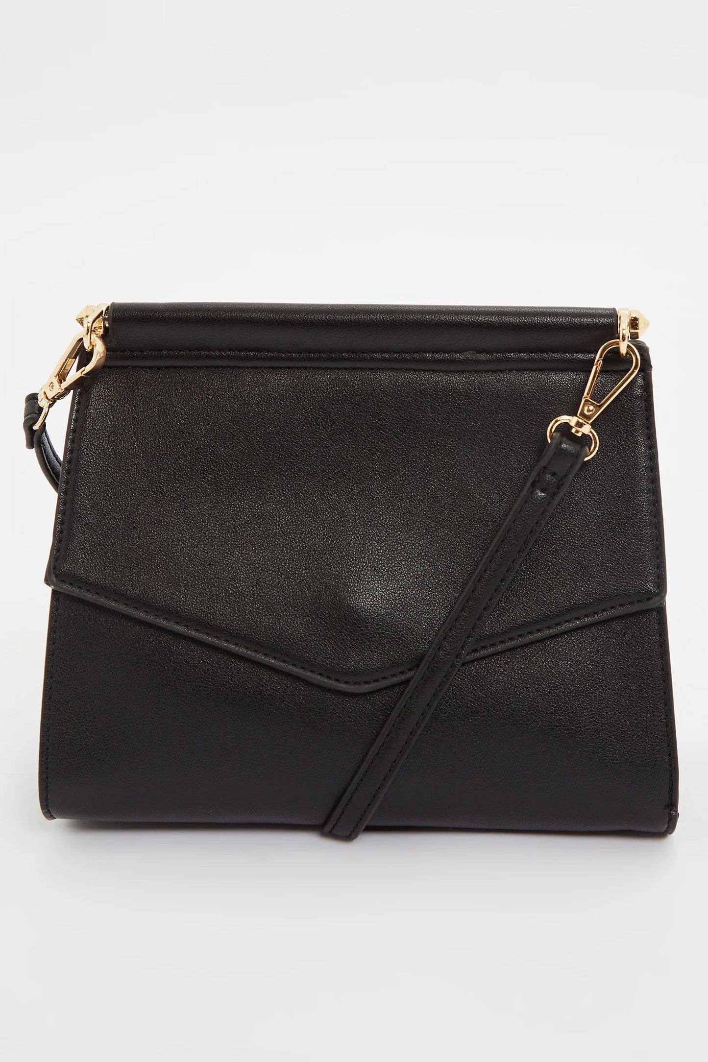 Thea Black Double Flap Crossbody Bag