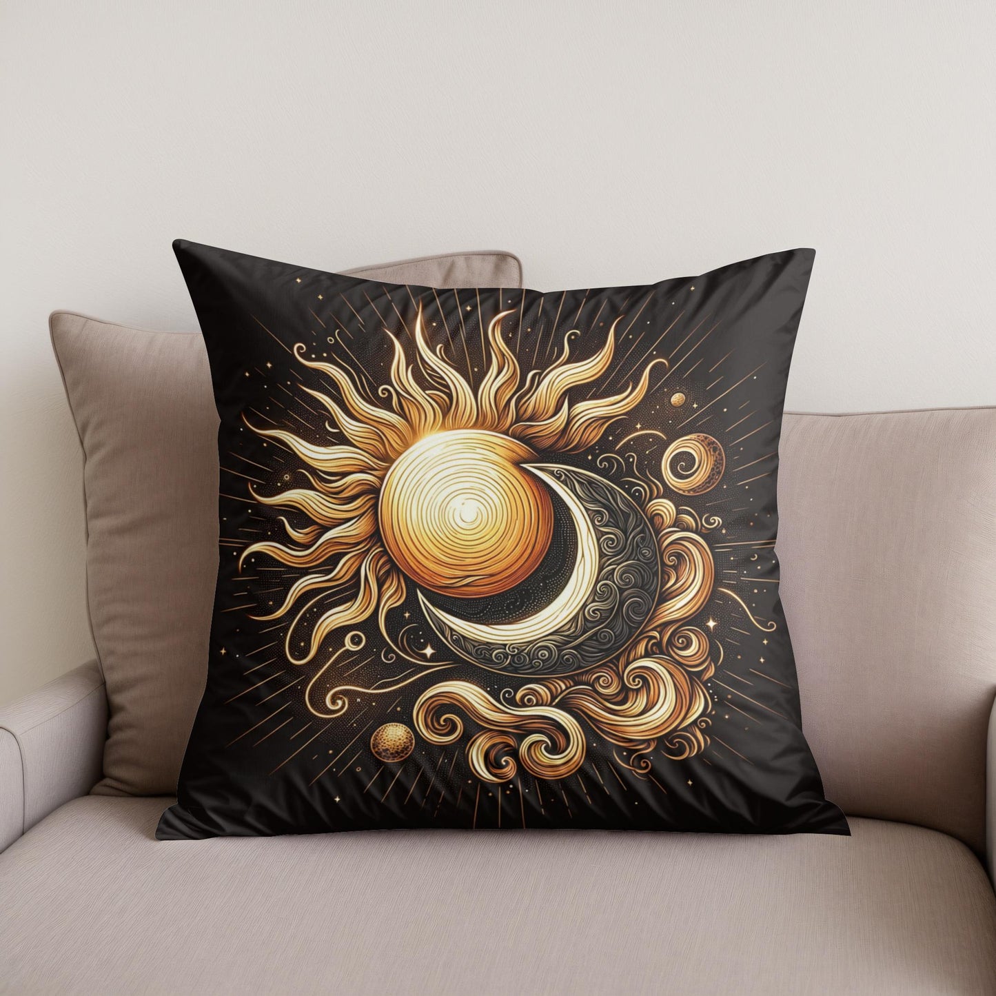 Golden Celestial Harmony Cotton Cushion