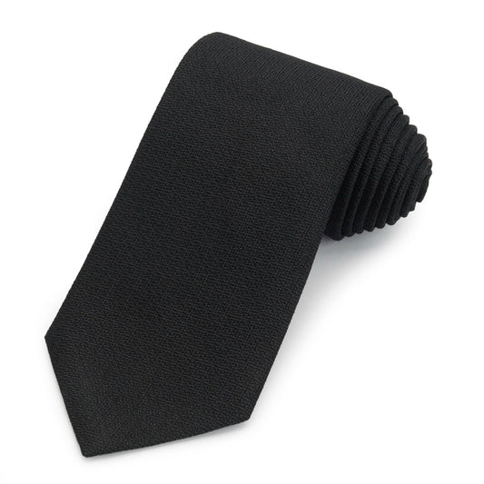 Black Three-Fold Silk Tie In Non-Crease Weave