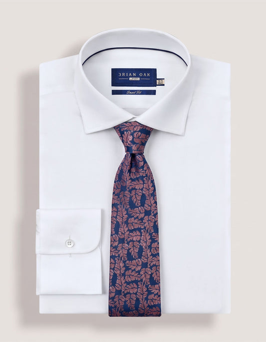 Copper and Navy Floral Print Tie