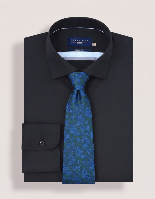 Forest Green and Blue Paisley Silk Tie