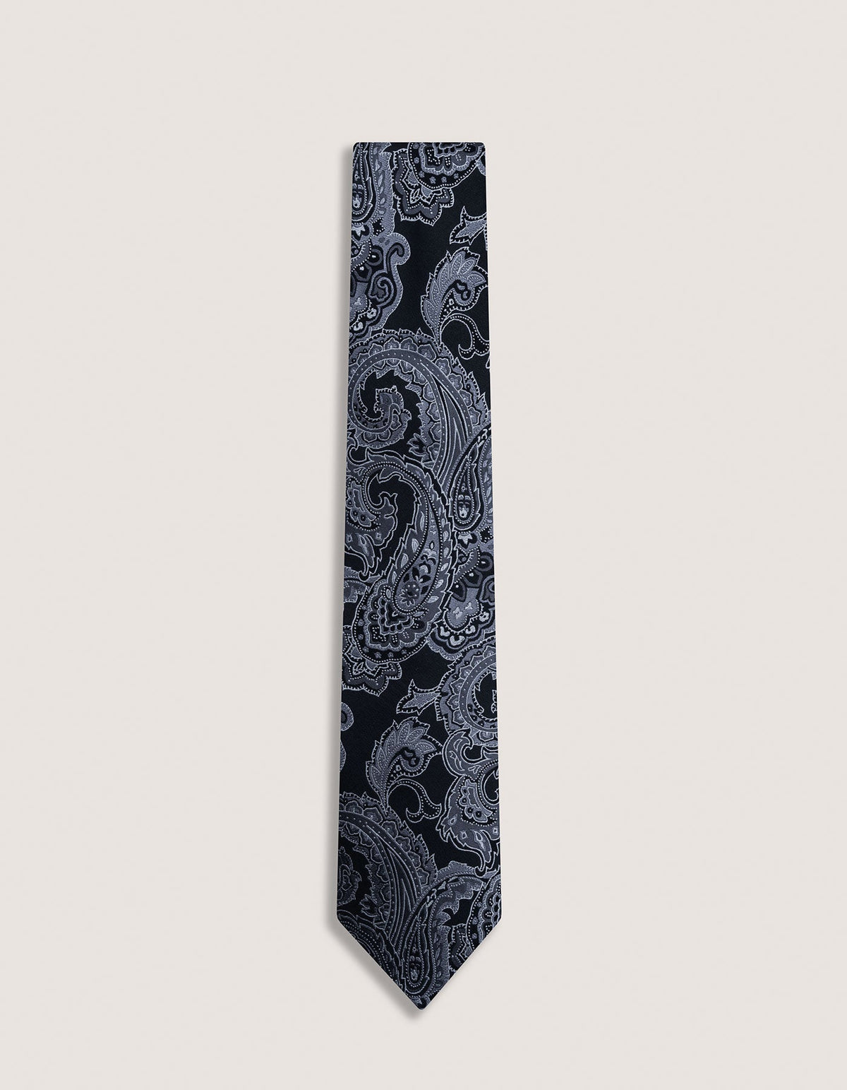 Smoke Grey Paisley Silk Tie
