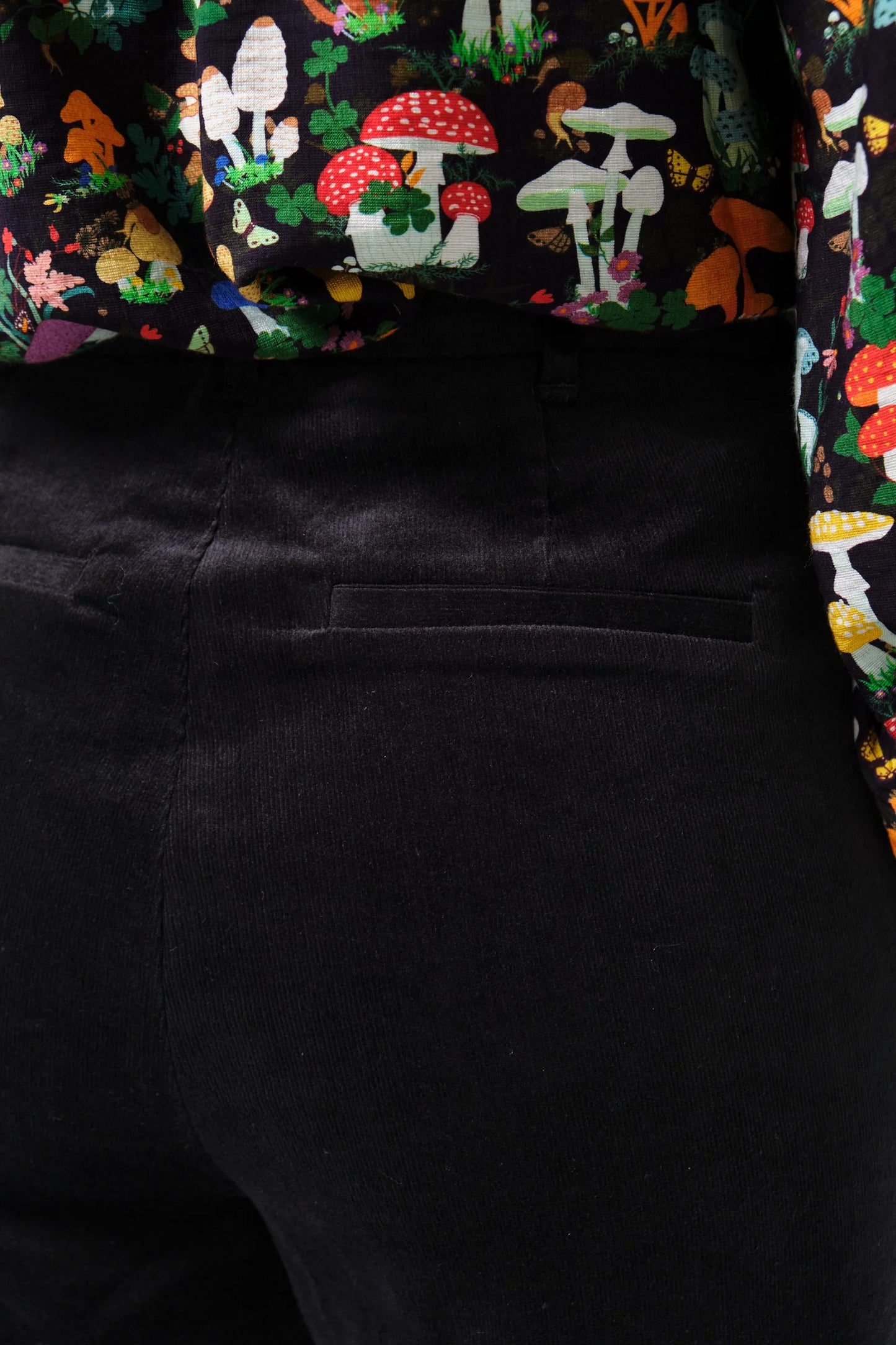 Tim Baby Cord Straight Cut Trousers - Black