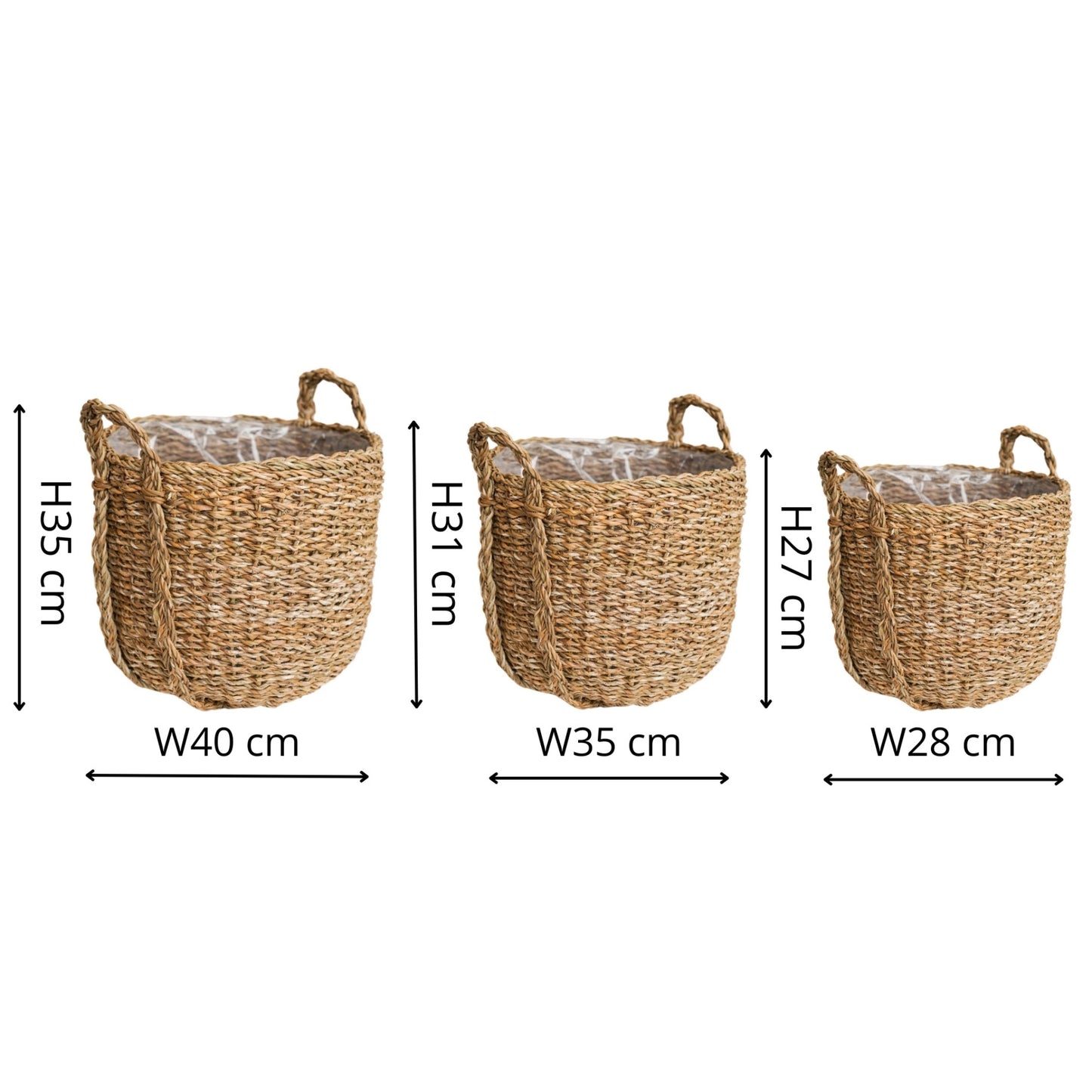 TheFoalyard Ivyline Tenno Natural Basket Planters Set of 3 Set of 2