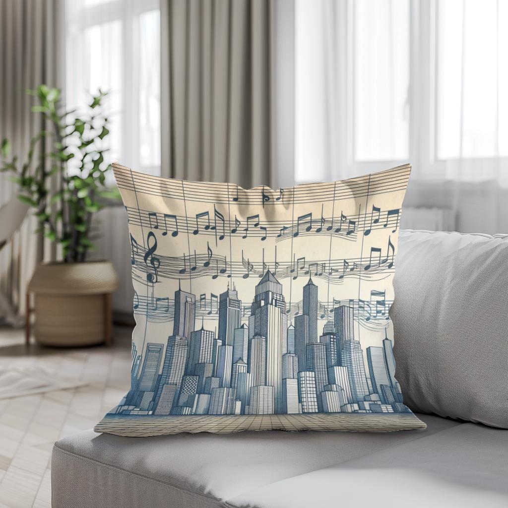 Melodic Skyline Cotton Cushion